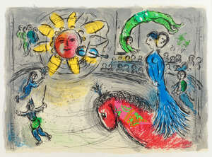
	
		Marc Chagall, 
		Russian/French 1887-1985- 
		Sun with Red Horse [Mourlot 945]; 
		