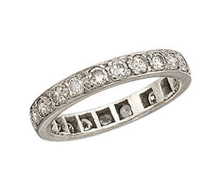 
	
		A diamond eternity ring, composed of a single row of circular-cut diamonds in a pave...