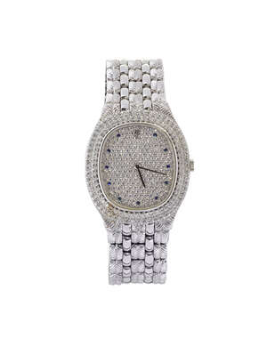 
	
		An 18ct white gold and diamond quartz wristwatch by Audemars Piguet, the pave single-cut...