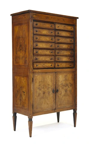 An adapted French kingwood crossbanded and inlaid walnut secretaire abattant, of Louis XVI...