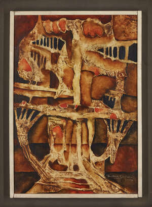 
	
		Bernhard Svendsen, 
		Danish 1915-1999- 
		'Portrait in Asdur', 1968; 
		oil on board,...
