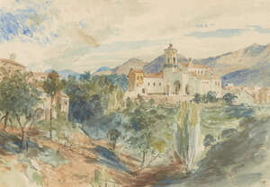George Smith, 
		British 1802-1838- 
		 
		La Cava; 
		 
		watercolour, signed and dated 1833 on the reverse, 16x22.8cm 
		 
		Provenance: with Abbot