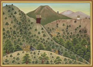 A hunt in the hills,&nbsp;Udaipur, Rajasthan, North India, 20th century,&nbsp;
Opaque pigments on paper, a...
