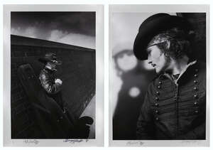 Hannah Domagala, British 20th / 21st Century
Adam Ant in two poses;
photographic prints on satin...