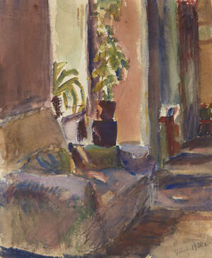 
	
		Pavel Massokovsky, 
		Russian 1902-1970- 
		
		Interior scene, 1920; 
		 
		watercolour,...