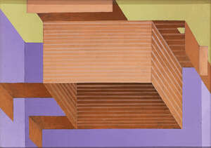 
	
		Ron Sims, 
		British 1944-2014- 
		 
		Orange Bird & Architecture; 
		 
		acrylic on...