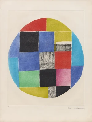 Sonia Delaunay,&nbsp;French 1885-1979,&nbsp;Untitled (Circular Composition) or Patchwork, c.1970;&nbsp;etching with...