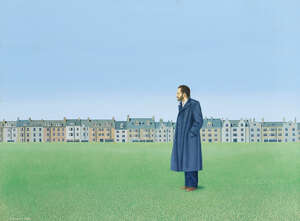 
	
		David Cheepen, 
		British 1946-2016 - 
		 
		Man on a green with buildings behind, 1983;...
