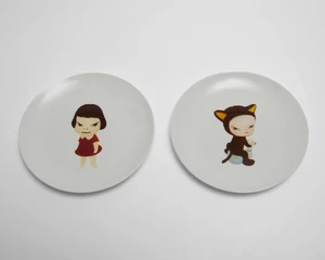 Yoshitomo Nara,&nbsp;Japanese, b.1959-&nbsp;
Missing in action, Harmless Kitty;&nbsp;
Two ceramic plates, in...