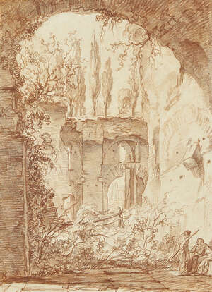 
	
		Attributed to Jean-Simon Berthélemy, 
		French 1743-1811- 
		The Temple of Sibyl,...