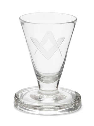 
	
		A Masonic firing glass, late 18th/early 19th century, with conical form bowl, engraved...