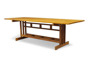
	
		Richard La Trobe Bateman (b.1938), an oak dining table and twelve dining chairs, 
		