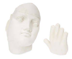 
	
		Sir Eduardo Paolozzi CBE RA, 
		Scottish 1924-2005- 
		 
		Face and hand; 
		 
		cast...