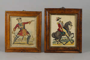 
	
		Three Theatrical tinsel pictures of the King of Sardinia, Mr Collins as Paul Clifford and...