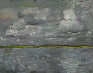 Leonid Sokov, 
Russian B.1941- 
 
Russian Landscape; 
 
acrylic and badges on canvas, signed in...