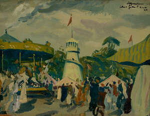 
	
		Robert Duckworth Greenham RBA ROI, 
		British 1906-1976 - 
		&nbsp;
		The Fun Fair, Paris,...
