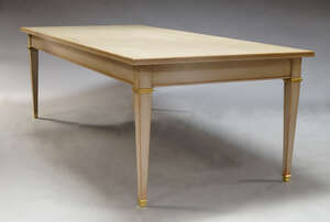 
	
		A green painted dining table by Salda, of recent manufacture, the rectangular top, with...