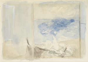 
	
		Mary Potter LG,
		British 1900-1981-
		 
		Blue Sea through an open Aldeburgh Window,...