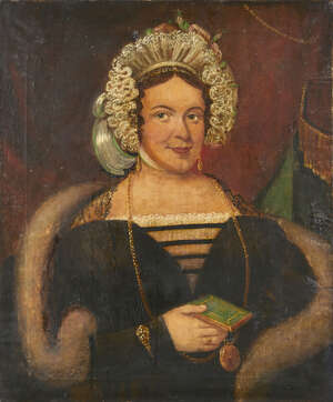 
	
		British School, 
		mid-19th century- 
		Portrait of Miss Elizabeth Sarah Duncombe,...