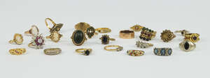
	
		A group of 24 diamond, gem and paste rings, various sizes, mostly 9ct gold

	

