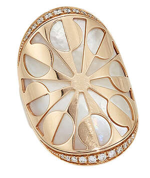 
	
		A mother-of-pearl and diamond 'Intarsio' ring, by Bulgari, the oval mother-of-pearl panel...