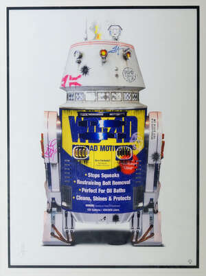 
	
		JJ Adams, 
		British b.1978- 
		 
		WD 40; 
		 
		giclee in colours, signed and...
