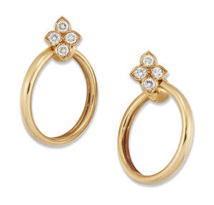 
	
		Cartier, a pair of diamond set hoop earrings, by Cartier each with brilliant-cut diamond...
