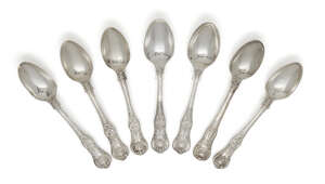 
	
		A harlequin set of silver teaspoons, comprising twelve Irish silver teaspoons Dublin,...