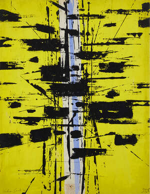 
	
		John Milnes-Smith, 
		British 1912-1998- 
		 
		Yellow Composition 1954;
		 
		ink and...