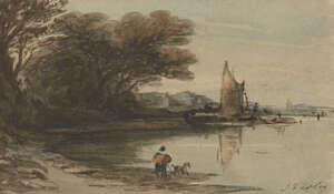 
	
		John Varley OWS, 
		British 1779-1843- 
		 
		On the Broads; 
		 
		watercolour,...
