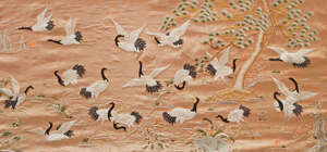 
	
		A Chinese silk embroidered picture of crane in an extensive landscape, 20th century,...
