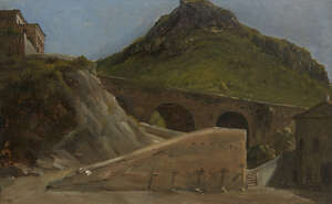
	
		Auguste Jean-Baptiste Vinchon, 
		French 1789-1855- 
		 
		A Bridge leading to a villa;...