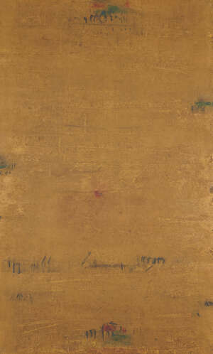 
	
		Nitin Dadrawalla (Indian, b. 1955), Untitled, ochre abstract, 2011, oil on canvas, 76 x...