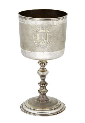 
	
		A large Victorian silver presentation goblet, London, c.1887, Robert Roskell, Alan...