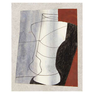 
	
		Ben Nicholson OM, 
		British, 1894-1982- 
		Black and Brown, 1981; 
		oil ink and wash on...