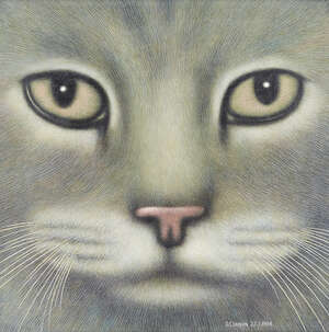 
	
		David Cheepen, 
		British 1946-2016 - 
		&nbsp;
		Grey cat, 1984; 
		&nbsp;
		acrylic on board,...