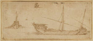 
	
		Stefano della Bella, 
		Italian 1610-1664- 
		Studies of War Galleys; 
		pen and brown...