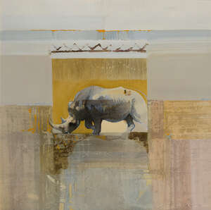 
	
		Keith Jourbert, 
		South African 1948-2013 - 
		 
		Rhino in abstract landscape, 1998;...