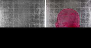 
	
		Uta Elv, 
		German b.1961- 
		 
		Mitternachtskind, 2005; 
		 
		acrylic, silver leaf...