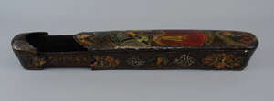 
	
		A large papier mache and lacquered qalamdan/ pen box,19th century, decorated to the...