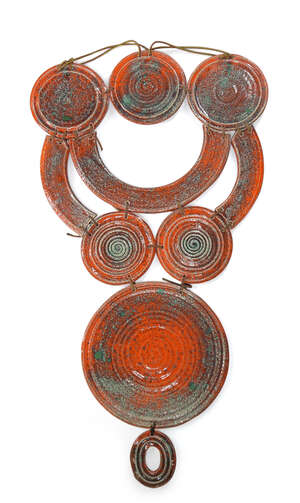 
	
		Ceramic wall hanging, probably Southern European 
		 
		c.1970, each section with...