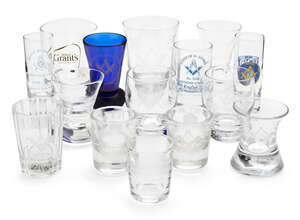 
	
		A collection of Masonic glassware, 19th century and later, to include: a tumbler, of...