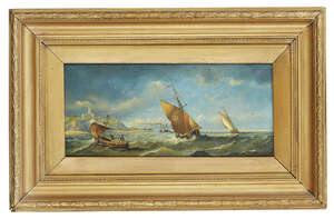 
	
		William George Thornley, 
		British 1857-1935-  
		 
		Fishing boats off the coast at...