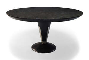 
	
		A black marble clad dining table, possibly by Ogetti   
		c.1980  
		With overall...