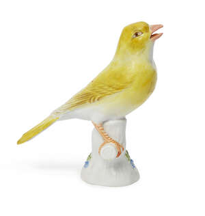 
	
		A Meissen porcelain model of a Canary, c.1972, blue crossed swords marks, incised 2.2.7,...