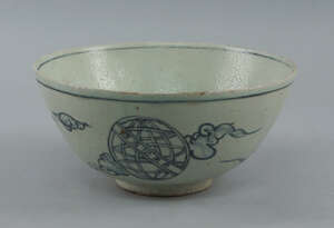 
	
		A Chinese blue and white pottery bowl, in the Ming taste, of recent manufacture,...