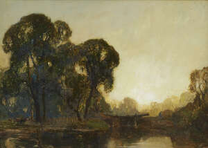 
	
		Reginald Rex Vicat Cole ROI,
		British 1870-1940-
		 
		Evening by the Lock,...