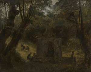 
	
		Auguste Jean-Baptiste Vinchon, 
		French 1789-1855- 
		 
		A Fountain in a wooded...