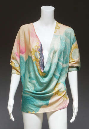 
	
		Roberto Cavalli, a loose fitting multi-colour abstract pattern top, with plunging...