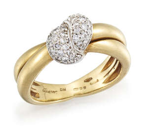 
	
		An 18ct gold, diamond-set ring by Leo Pizzo,  the central brilliant-cut diamond knot...